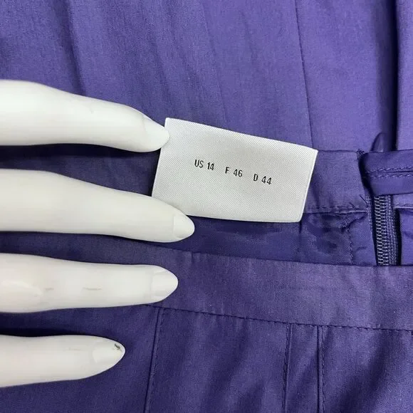 Akris Punto Pleated Skirt 100% Cotton Crochet Detail Size F 46 US‎ 14 - Picture 8 of 8